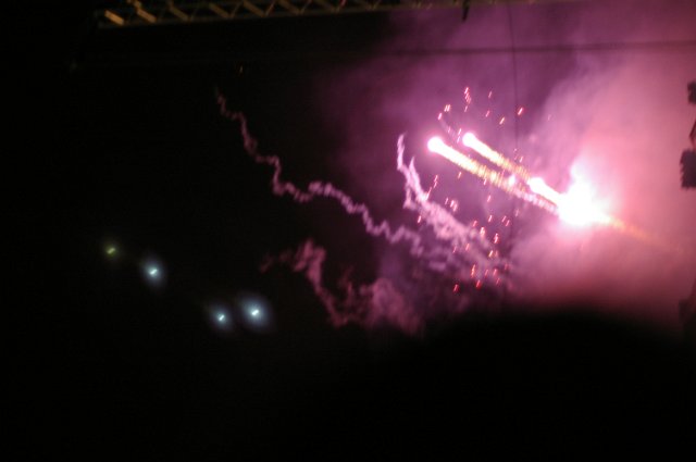 purple firework rocket trails