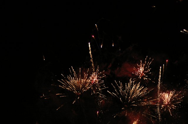 exploding display of firework rockets