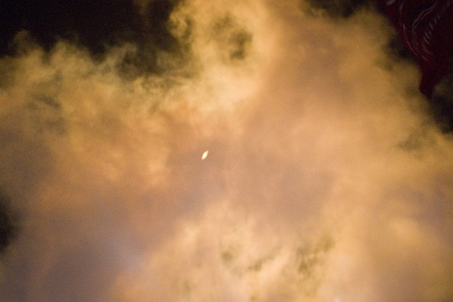 glowing remains from a firework display