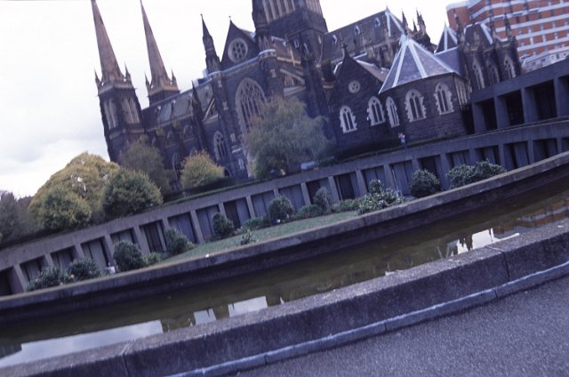 abstract angles, melbourne cathedral, modern and old