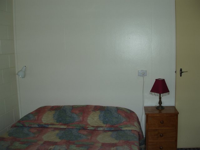 old motel bedroom interior