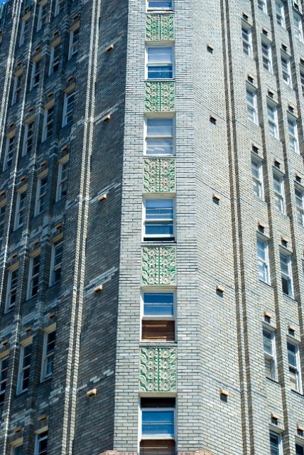 study of the brickwork on an art deco style appartment block