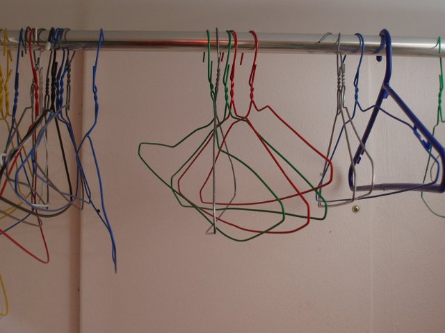 coat hangers in a wardrobe