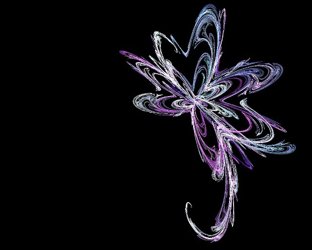 a fractal flower of star shape with curved purple and white lines