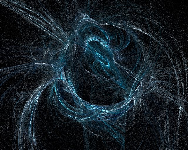 chaotic fratal backgrond of curving tangled streams of light