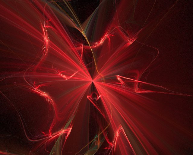 fractal design with central vanishing point and red sinews