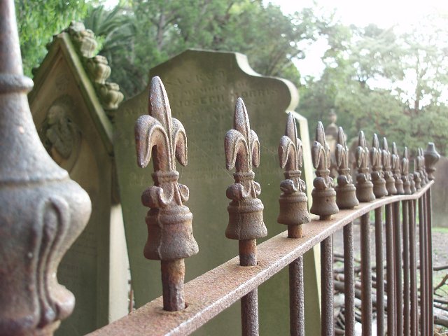 cast iron railing in the cemetery