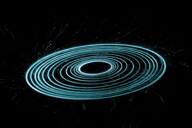 a series of concentric blue elipses