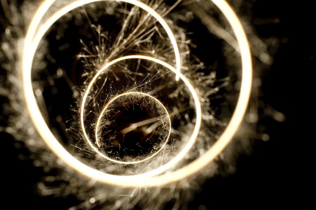 a spiral plotted with a sparkler