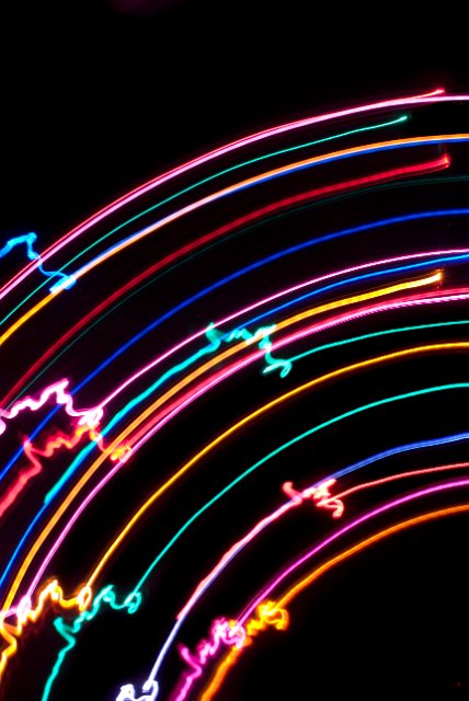 curved lines of light with jittery effect at one end