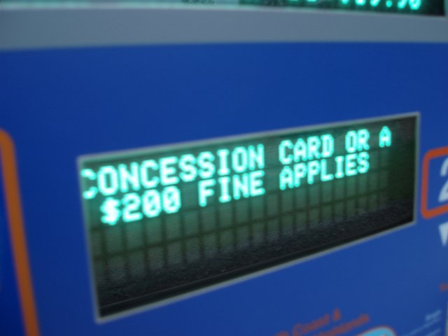 warning display on the ticket machine