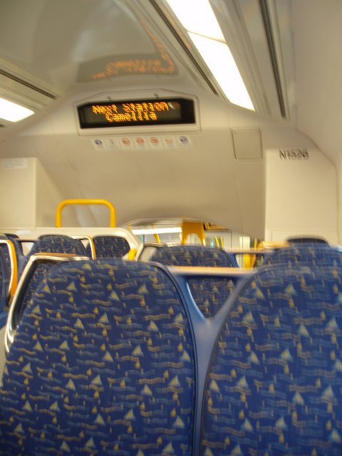 blurred interior of a rail car