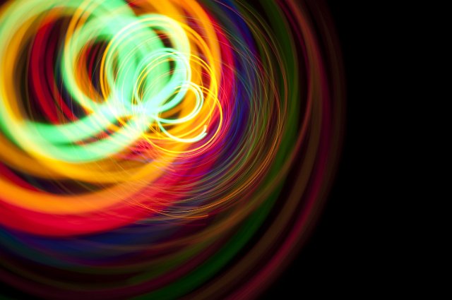 a chaotic pattern of vividly ccoloured light trails