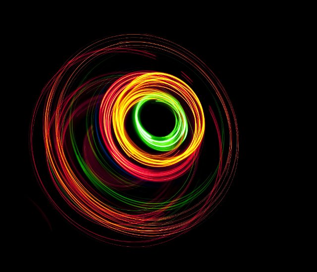 glowing orbits of light with a hollow centre