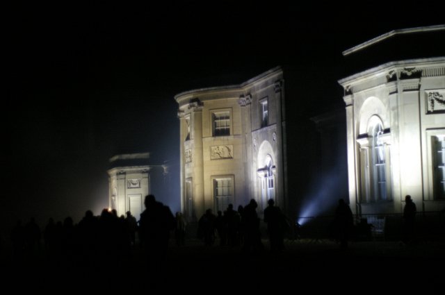 a flood light manor house