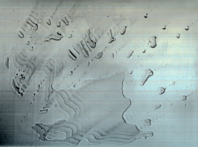 outlines or water drops on top of a scanner