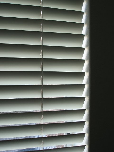 close up on metal venetian blinds