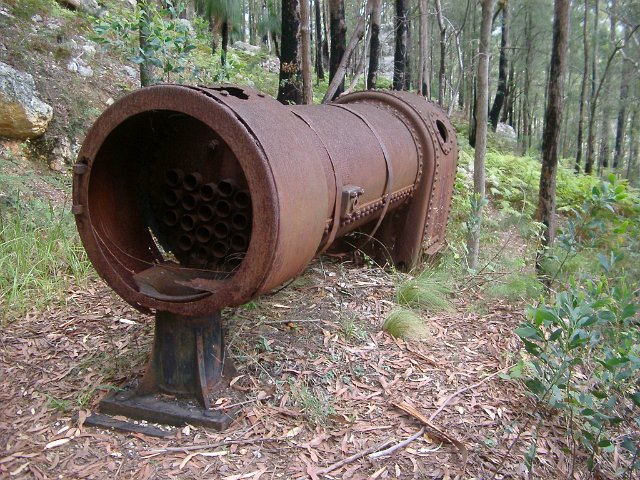 rusted old steam engine boiler