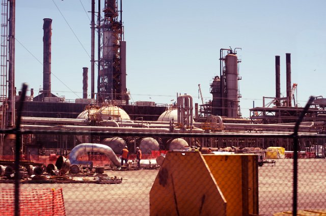 tanks, pressure vessels and pipes at a chemical plant