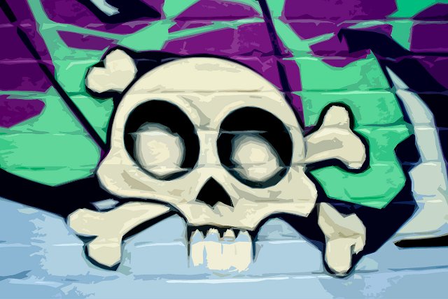 Graffiti artwork illustrated skull